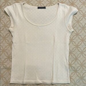 Brandy Melville White Fitted Cap Sleeve Tee